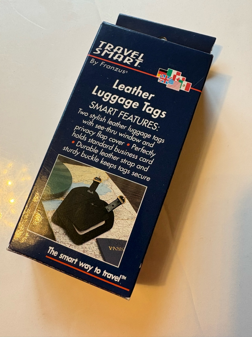 Travel Smart Leather Luggage Tags - Black set of two, business card size